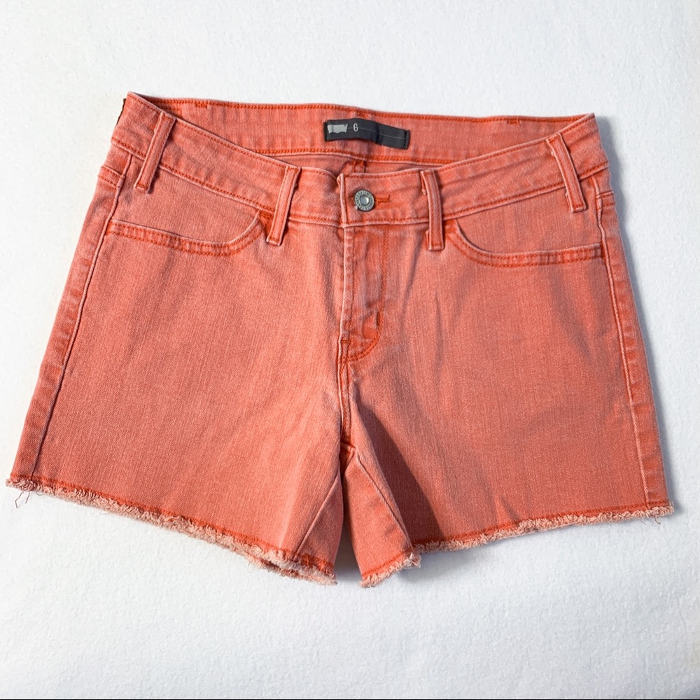 Levi's Coral Cutoff Denim Shorts
